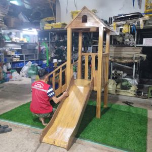 Bộ nhà khối cầu trượt gỗ cho bé 1 khối gỗ lim TPG2-017