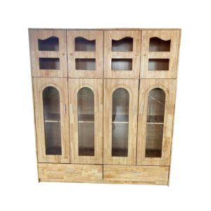 Tủ trang phục trường mầm non 4 cánh gỗ tự nhiên NT4-024