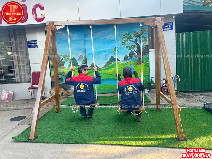 Xích đu bằng gỗ 2 chỗ ngồi cho bé đẹp giá rẻ TPG4-003-A