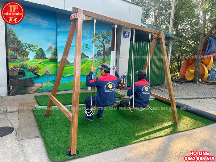 Xích đu bằng gỗ 2 chỗ ngồi cho bé đẹp giá rẻ TPG4-003-A
