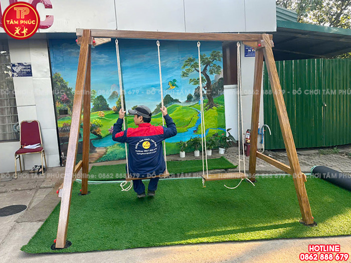 Xích đu bằng gỗ 2 chỗ ngồi cho bé đẹp giá rẻ TPG4-003-A