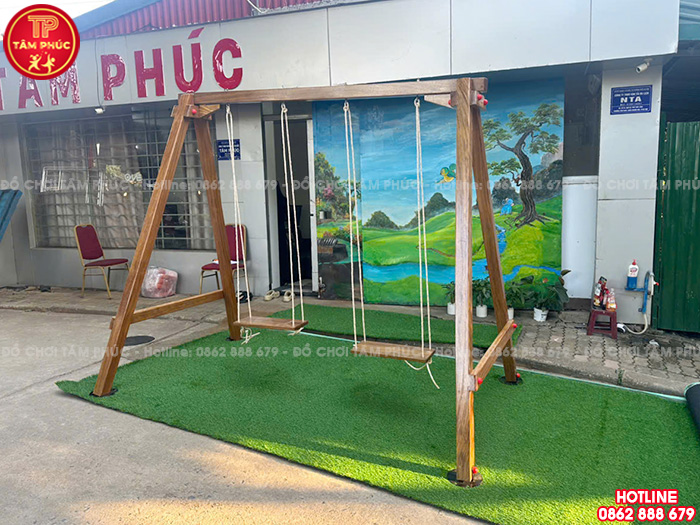 Xích đu bằng gỗ 2 chỗ ngồi cho bé đẹp giá rẻ TPG4-003-A