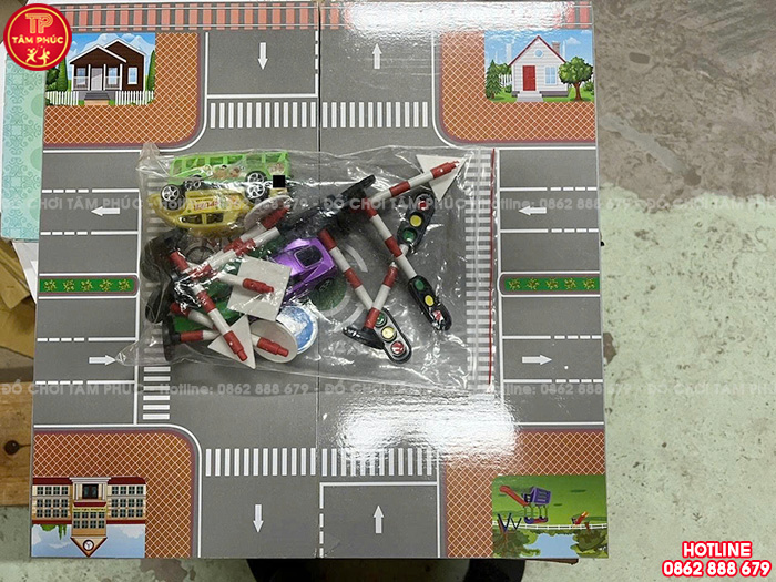 Bộ sa bàn giao thông cho bé mầm non bằng gỗ thông TTO-077