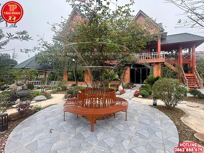 Ghế sắt vậy quanh gốc cây đẹp giá rẻ TP9-056