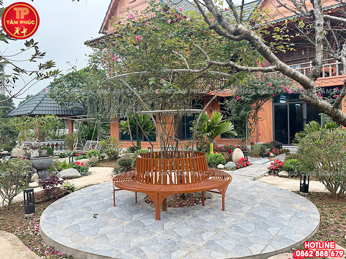 Ghế sắt vậy quanh gốc cây đẹp giá rẻ TP9-056