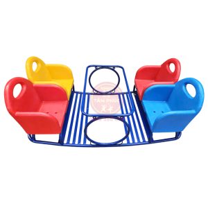 Bập bênh đế cong cho bé mầm non 4 ghế ngồi nhựa TP3-025