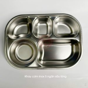 Khay cơm inox 5 ngăn cho bé trường mầm non giá tốt NT7-022