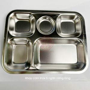 Khay cơm inox 5 ngăn cho bé trường mầm non giá tốt NT7-022