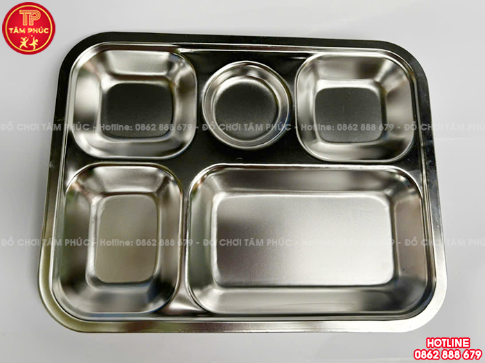 Khay cơm inox 5 ngăn cho bé trường mầm non giá tốt NT7-022