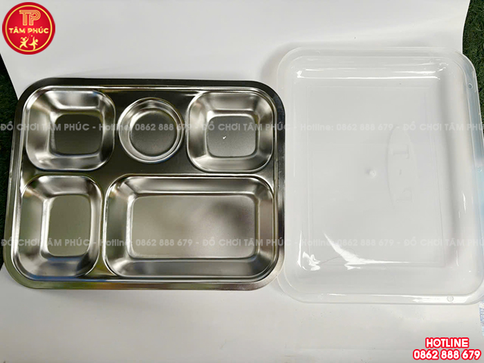 Khay cơm inox 5 ngăn cho bé trường mầm non giá tốt NT7-022