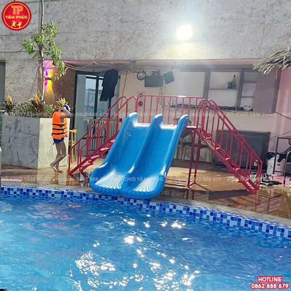 Cầu trượt bể bơi máng đôi nhựa LDPE nhập khẩu