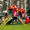 Bộ cầu trượt liên hoàn ngoài trời 2 khối nhà Nấm nhựa composite TP1-195