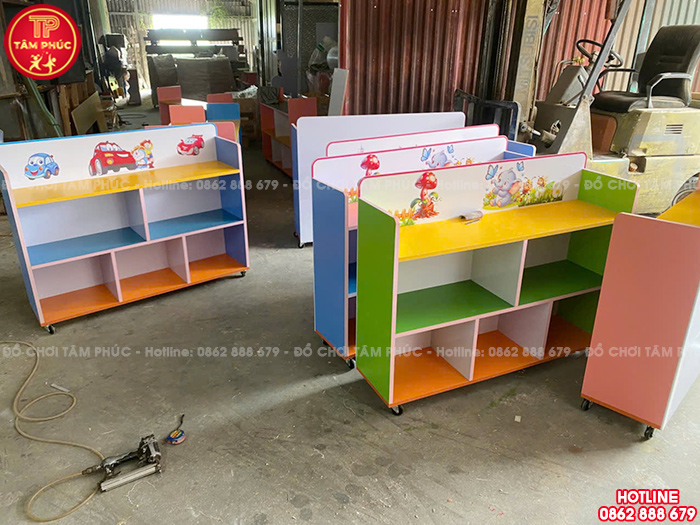 Kệ để đồ mầm non 3 tầng gỗ MDF đẹp giá rẻ NT3-076