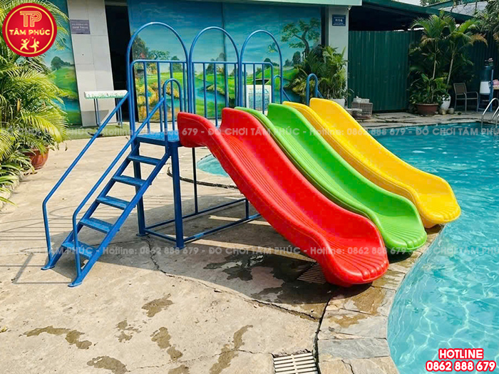 Cầu trượt bể bơi 3 máng trượt nhựa nhập khẩu TP12-030