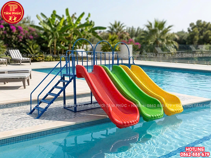 Cầu trượt bể bơi 3 máng trượt nhựa nhập khẩu TP12-030