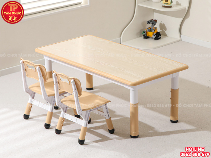 Bàn cho bé mầm non bằng nhựa hình chữ nhật nhập khẩu NK1-009