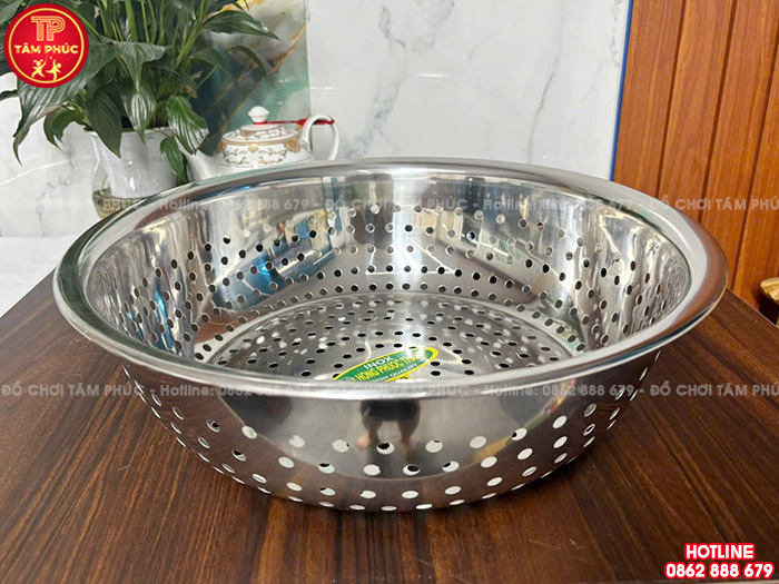 Rổ inox sâu 40cm cho bếp ăn trường mầm non NT8-021