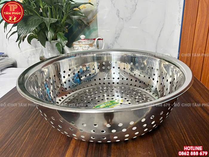 Rổ inox sâu 40cm cho bếp ăn trường mầm non NT8-021