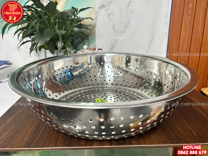 Rổ rửa rau inox sâu 50cm cho trường mầm non NT8-022