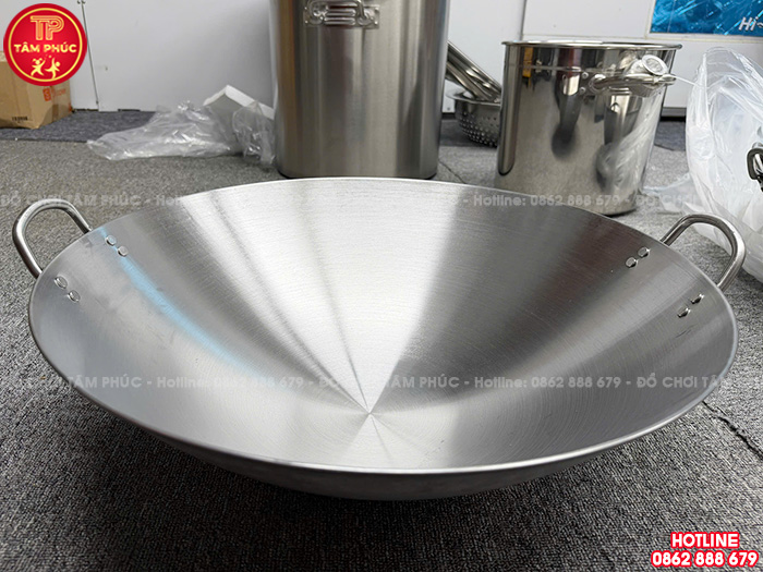 Chảo đáy lõm 45cm thép không gỉ cho trường mầm non NT8-028