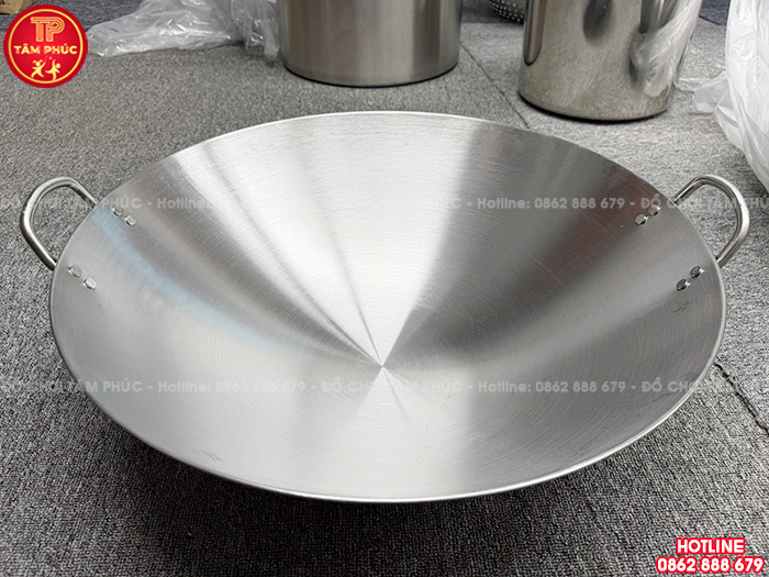 Chảo đáy lõm 50cm thép không gỉ cho trường mầm non NT8-029