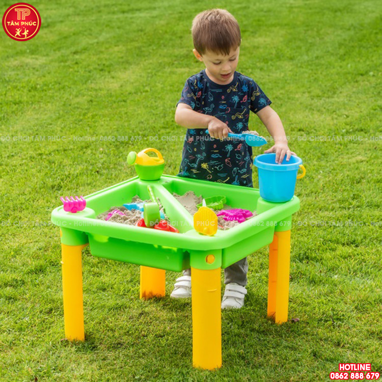 Bể chơi cát nước 2 ngăn bằng nhựa cho bé kèm phụ kiện TP13-005