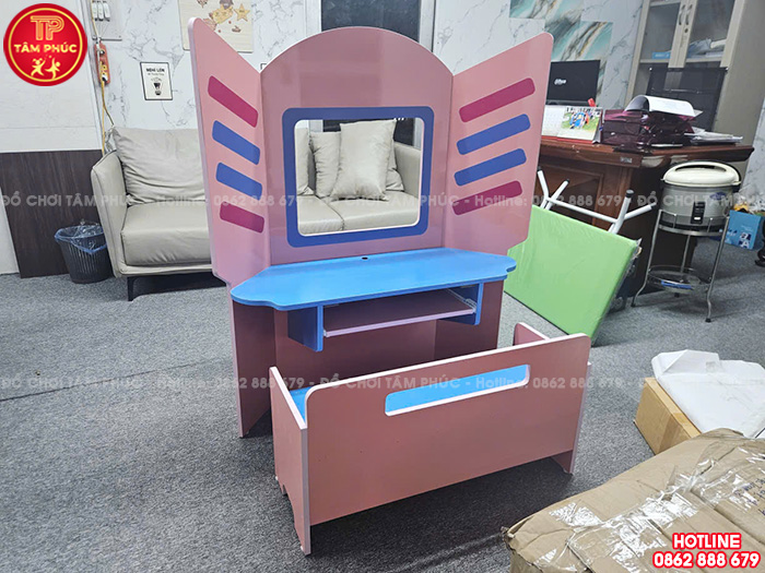 Bộ bàn ghế Kidsmart vui học máy tính cho bé mầm non gỗ MDF NT1-021