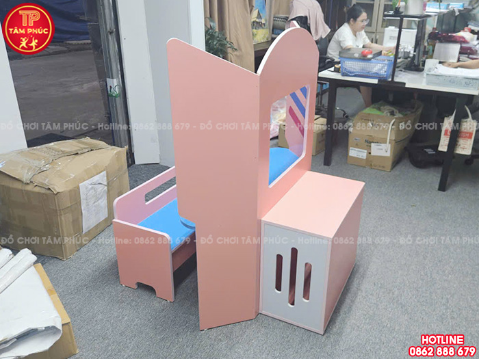 Bộ bàn ghế Kidsmart vui học máy tính cho bé mầm non gỗ MDF NT1-021
