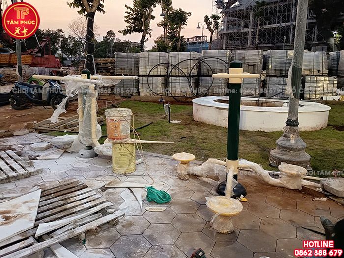 Thi công lắp đặt cầu trượt gỗ ngoài trời và thiết bị thể dục ngoài trời cho khu đô thị tại Đăk Lăk