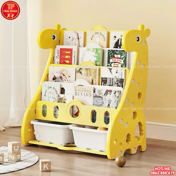 Giá sách cho bé hình con Hươu cao cổ nhựa nhập khẩu NK3-018