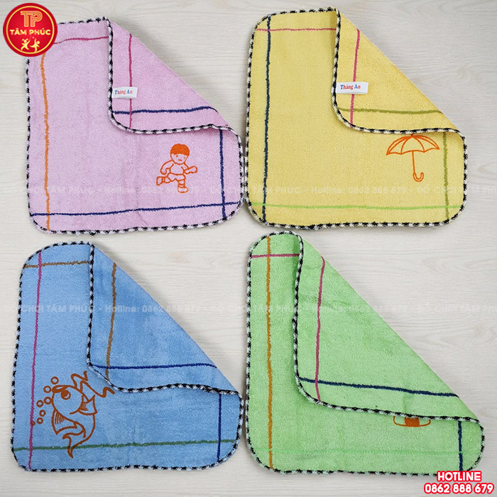 Khăn mặt cho bé mầm non thêu ký hiệu TTN-095
